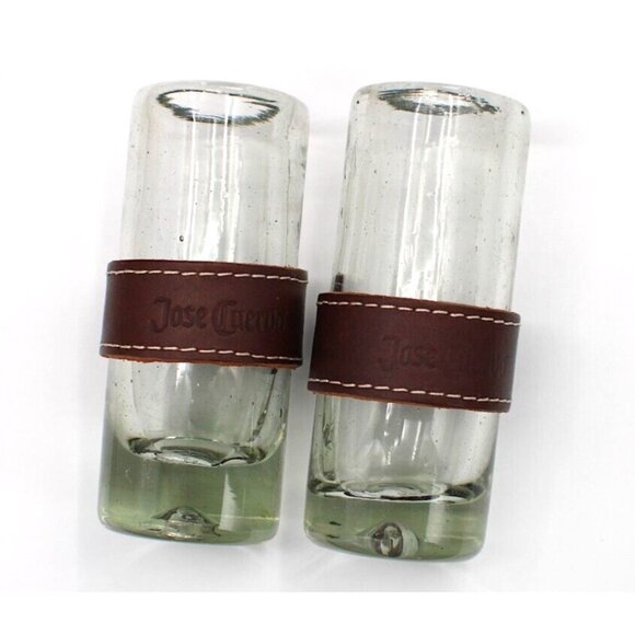 Jose Cuervo Leather Wrapped Tequila Shot Glasses Set of Two - Picture 1 of 5